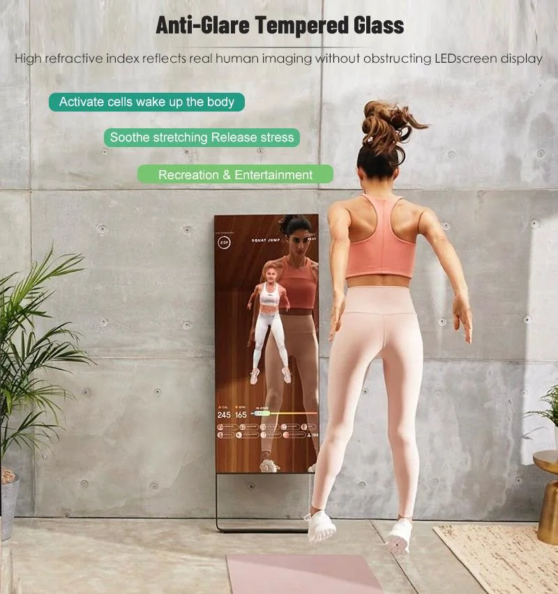 32 Inch Floor Stand LCD Display Kiosk Android Touch Screen Interactive Smart Magic Fitness Mirror for Workout