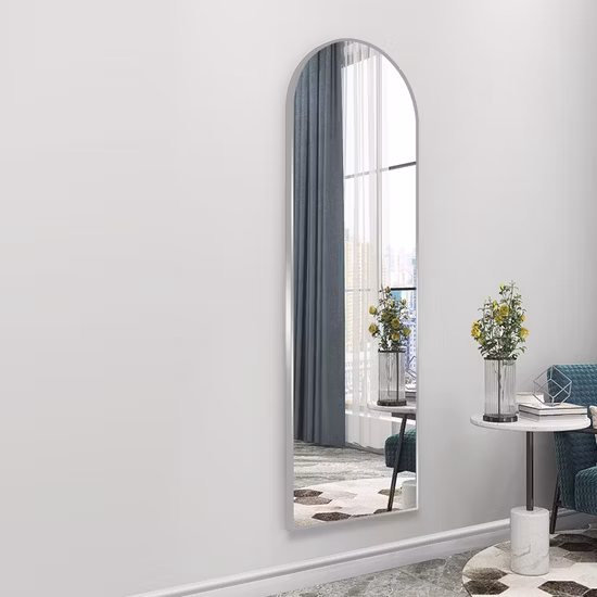 Espejo de longitud completa Piso dorado Tienda de ropa Espejo de montaje Belleza Nupcial Tienda Espejo de vidrio grande