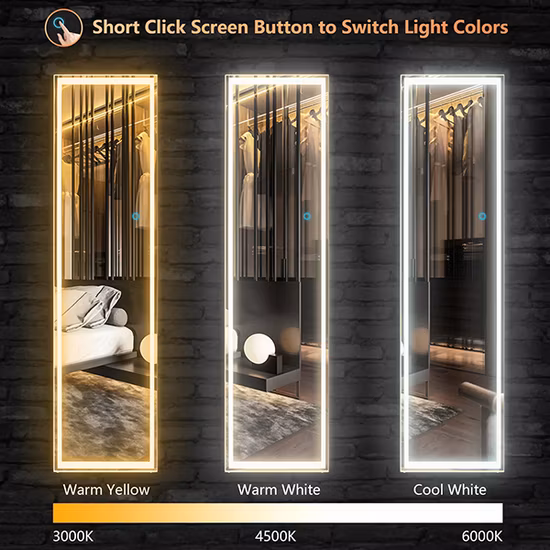 Fábrica estándar europea Venta al por mayor Aluminio enmarcado Salón de belleza moderno Muebles Decoración de vidrio Tocador Espejo de pared de baño LED